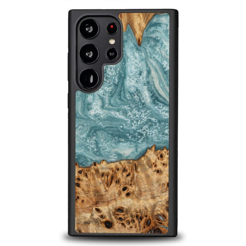 Medinis ir dervos dėklas Samsung Galaxy S23 Ultra Bewood Unique Uranus - mėlynos ir baltos spalvos