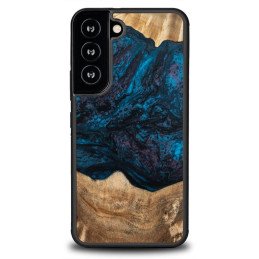 Medinis ir dervos dėklas, skirtas Samsung Galaxy S22 Bewood Unique Neptun - tamsiai mėlyna ir juoda