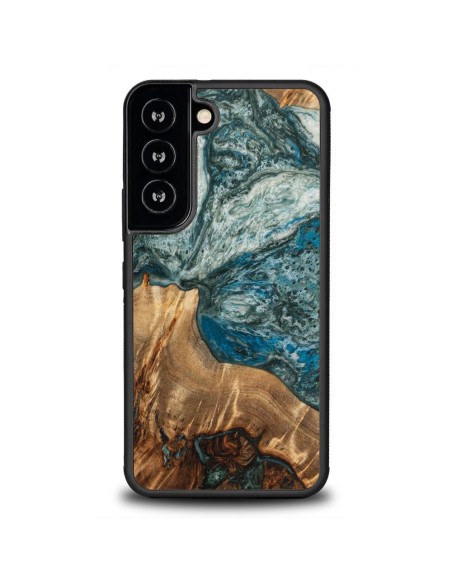 Medinis ir dervos dėklas Samsung Galaxy S22 Bewood Unique Planet Earth - mėlynai žalias Medinis ir dervos dėklas Samsung Galaxy S22 Bewood Unique Planet Earth - mėlynai žalias