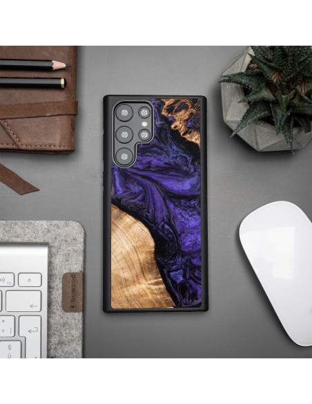 Medinis ir dervos dėklas, skirtas Samsung Galaxy S22 Ultra Bewood Unique Violet - violetinė ir juoda Medinis ir dervos dėklas, skirtas Samsung Galaxy S22 Ultra Bewood Unique Violet - violetinė ir juoda