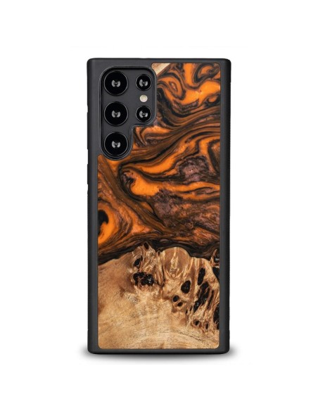 Medinis ir dervos dėklas Samsung Galaxy S22 Ultra Bewood Unique Orange - oranžinė ir juoda Medinis ir dervos dėklas Samsung Galaxy S22 Ultra Bewood Unique Orange - oranžinė ir juoda