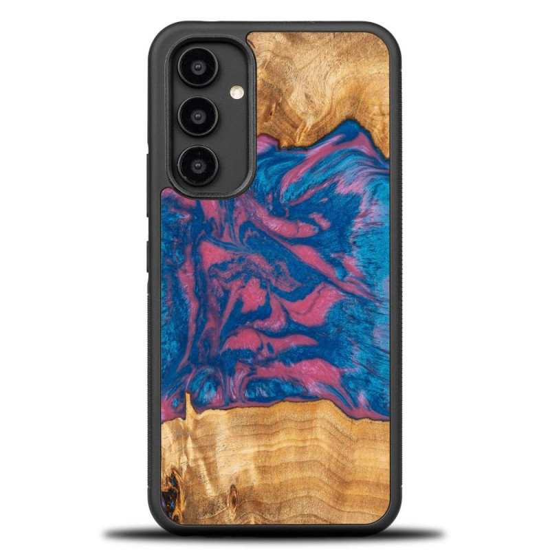 Medinis ir dervos dėklas Samsung Galaxy A54 5G Bewood Unique Vegas - rožinė ir mėlyna