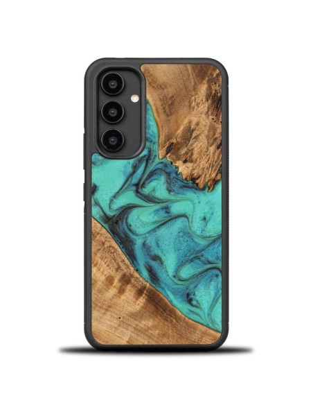 Medinis ir dervos dėklas, skirtas Samsung Galaxy A54 5G Bewood Unique Turquoise - turkis ir juodas