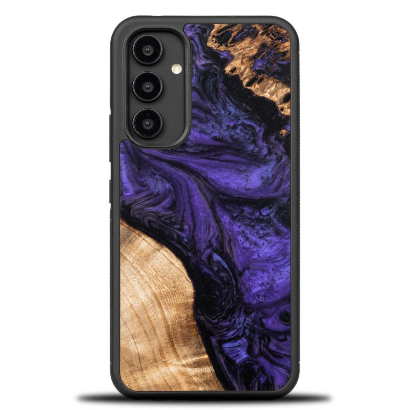 Medinis ir dervos dėklas Samsung Galaxy A54 5G Bewood Unique Violet - violetinė ir juoda