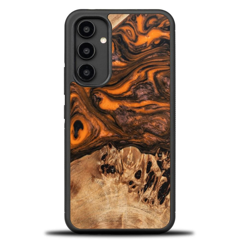 Medinis ir dervos dėklas, skirtas Samsung Galaxy A54 5G Bewood Unique Orange - oranžinė ir juoda Medinis ir dervos dėklas, skirtas Samsung Galaxy A54 5G Bewood Unique Orange - oranžinė ir juoda