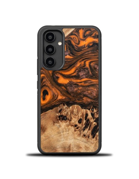Medinis ir dervos dėklas, skirtas Samsung Galaxy A54 5G Bewood Unique Orange - oranžinė ir juoda