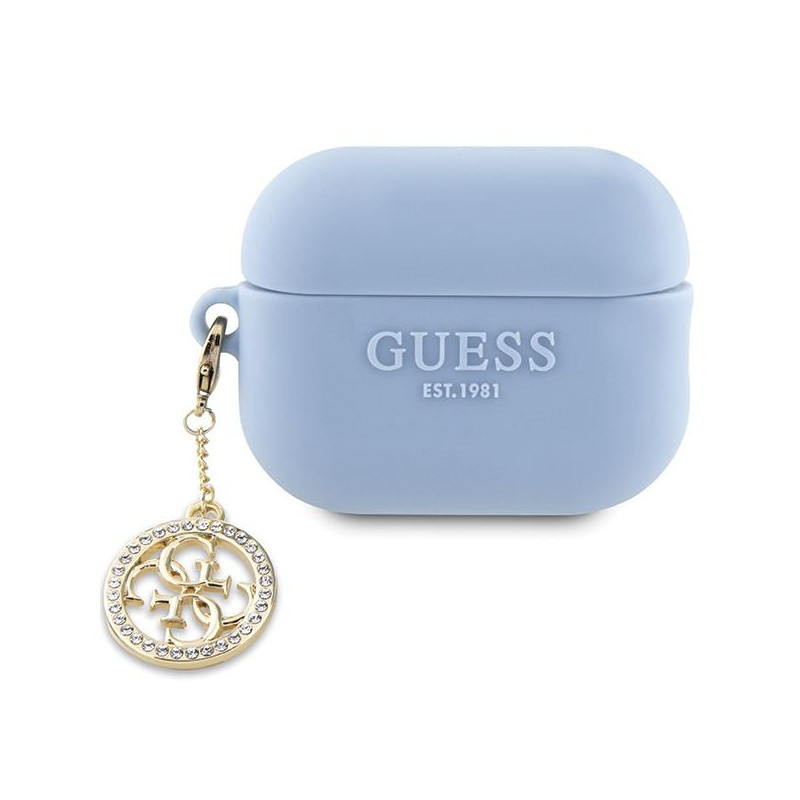 Guess 3D Rubber 4G Diamond Charm dėklas, skirtas AirPods Pro 2 – mėlynas Guess 3D Rubber 4G Diamond Charm dėklas, skirtas AirPods Pro 2 – mėlynas