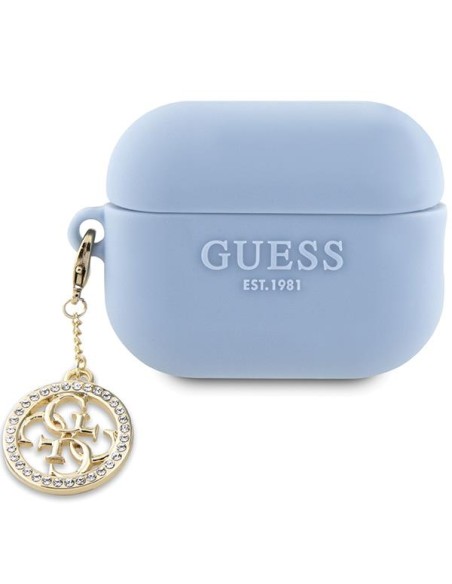 Guess 3D Rubber 4G Diamond Charm dėklas, skirtas AirPods Pro 2 – mėlynas Guess 3D Rubber 4G Diamond Charm dėklas, skirtas AirPods Pro 2 – mėlynas