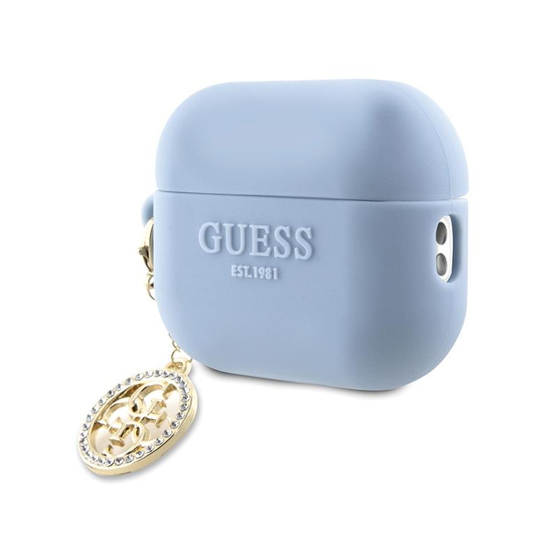 Guess 3D Rubber 4G Diamond Charm dėklas, skirtas AirPods Pro 2 – mėlynas