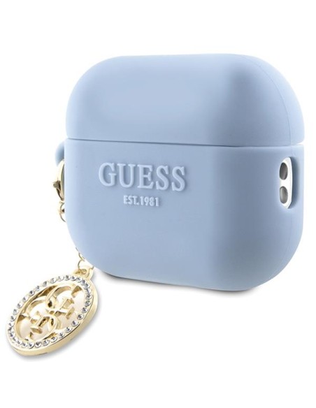 Guess 3D Rubber 4G Diamond Charm dėklas, skirtas AirPods Pro 2 – mėlynas Guess 3D Rubber 4G Diamond Charm dėklas, skirtas AirPods Pro 2 – mėlynas