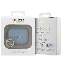 Guess 3D Rubber 4G Diamond Charm dėklas, skirtas AirPods Pro 2 – mėlynas