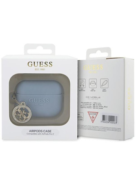 Guess 3D Rubber 4G Diamond Charm dėklas, skirtas AirPods Pro 2 – mėlynas Guess 3D Rubber 4G Diamond Charm dėklas, skirtas AirPods Pro 2 – mėlynas