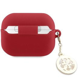 Guess 3D Rubber 4G Diamond Charm dėklas, skirtas AirPods Pro 2 – raudonas