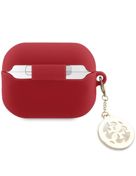 Guess 3D Rubber 4G Diamond Charm dėklas, skirtas AirPods Pro 2 – raudonas