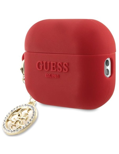 Guess 3D Rubber 4G Diamond Charm dėklas, skirtas AirPods Pro 2 – raudonas