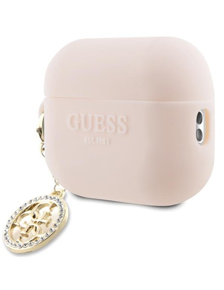 Guess 3D Rubber 4G Diamond Charm dėklas, skirtas AirPods Pro 2 – rožinis