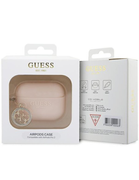 Guess 3D Rubber 4G Diamond Charm dėklas, skirtas AirPods Pro 2 – rožinis