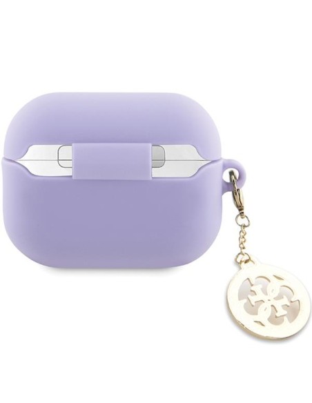 Guess 3D Rubber 4G Diamond Charm dėklas, skirtas AirPods Pro 2 – violetinis Guess 3D Rubber 4G Diamond Charm dėklas, skirtas AirPods Pro 2 – violetinis