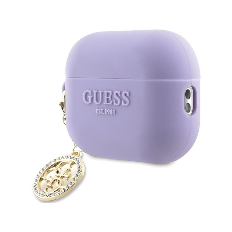 Guess 3D Rubber 4G Diamond Charm dėklas, skirtas AirPods Pro 2 – violetinis