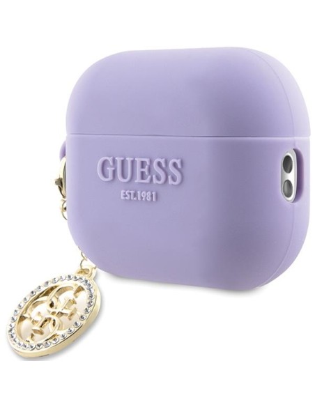 Guess 3D Rubber 4G Diamond Charm dėklas, skirtas AirPods Pro 2 – violetinis Guess 3D Rubber 4G Diamond Charm dėklas, skirtas AirPods Pro 2 – violetinis