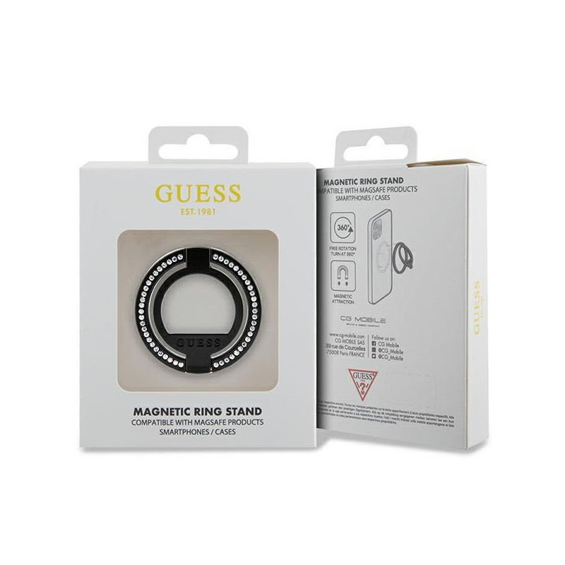 Guess MagSafe Ring Kalnų krištolinis laikiklis - juodas