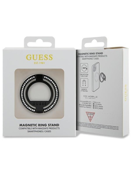 Guess MagSafe Ring Kalnų krištolinis laikiklis - juodas Guess MagSafe Ring Kalnų krištolinis laikiklis - juodas