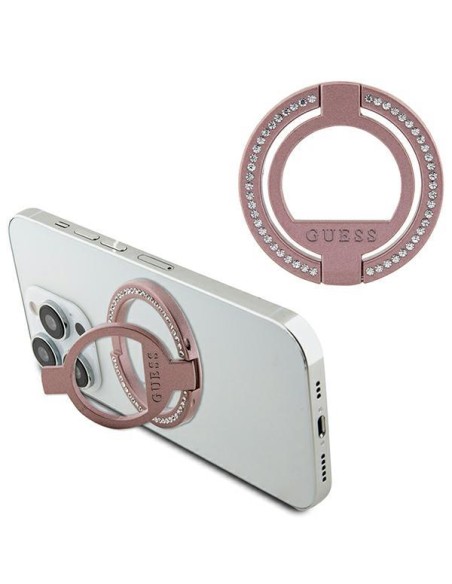 Guess MagSafe Ring Rhinestone laikiklis - rožinis Guess MagSafe Ring Rhinestone laikiklis - rožinis