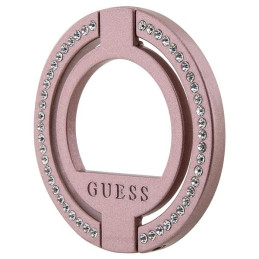 Guess MagSafe Ring Rhinestone laikiklis - rožinis