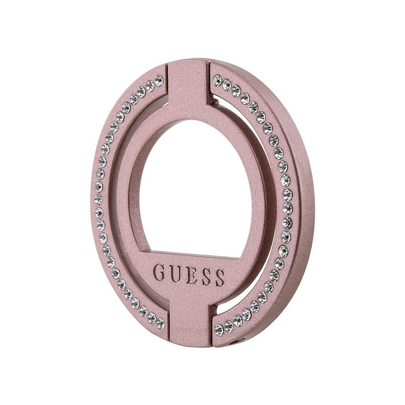 Guess MagSafe Ring Rhinestone laikiklis - rožinis