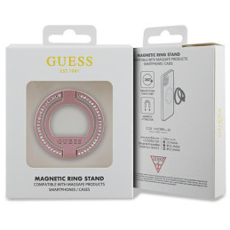 Guess MagSafe Ring Rhinestone laikiklis - rožinis