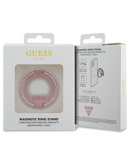 Guess MagSafe Ring Rhinestone laikiklis - rožinis Guess MagSafe Ring Rhinestone laikiklis - rožinis