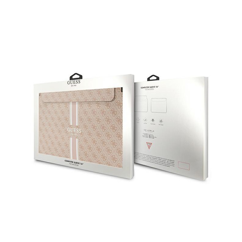 Guess 4G Printed Stripes dangtelis 16" nešiojamam kompiuteriui – rožinis
