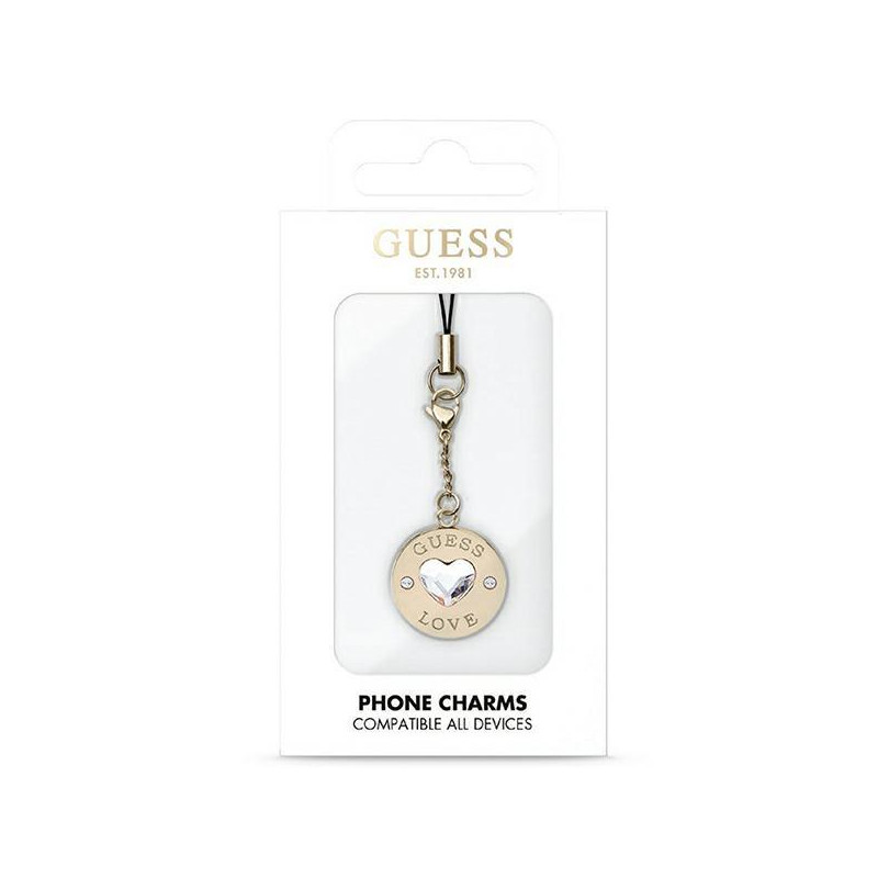 Guess Heart Diamond Charm su cirkonio akmenimis – auksinis