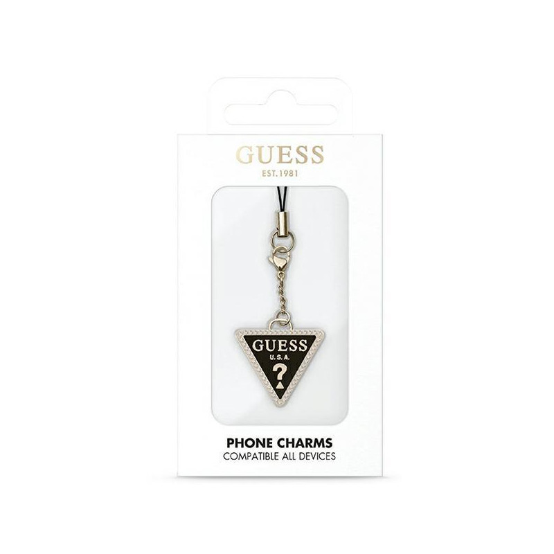 Guess Triangle Diamond Charm su cirkonio akmenimis – aukso ir juodos spalvos