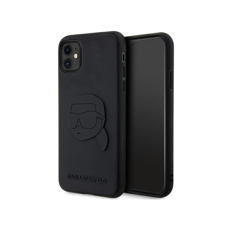 Karl Lagerfeld Rubber Karl Head 3D dėklas, skirtas iPhone 11 / Xr - juodas