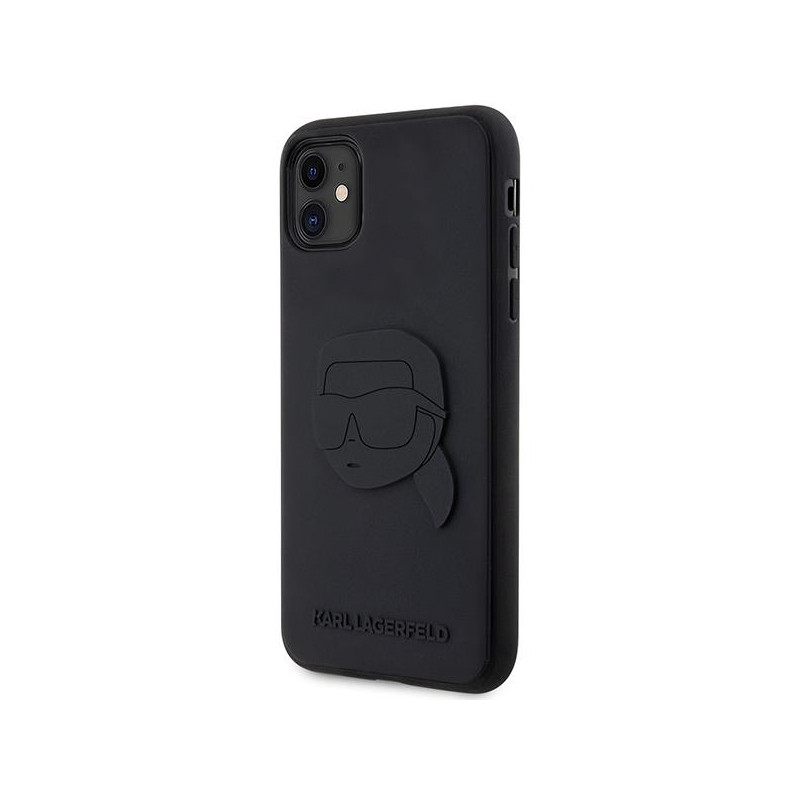 Karl Lagerfeld Rubber Karl Head 3D dėklas, skirtas iPhone 11 / Xr - juodas