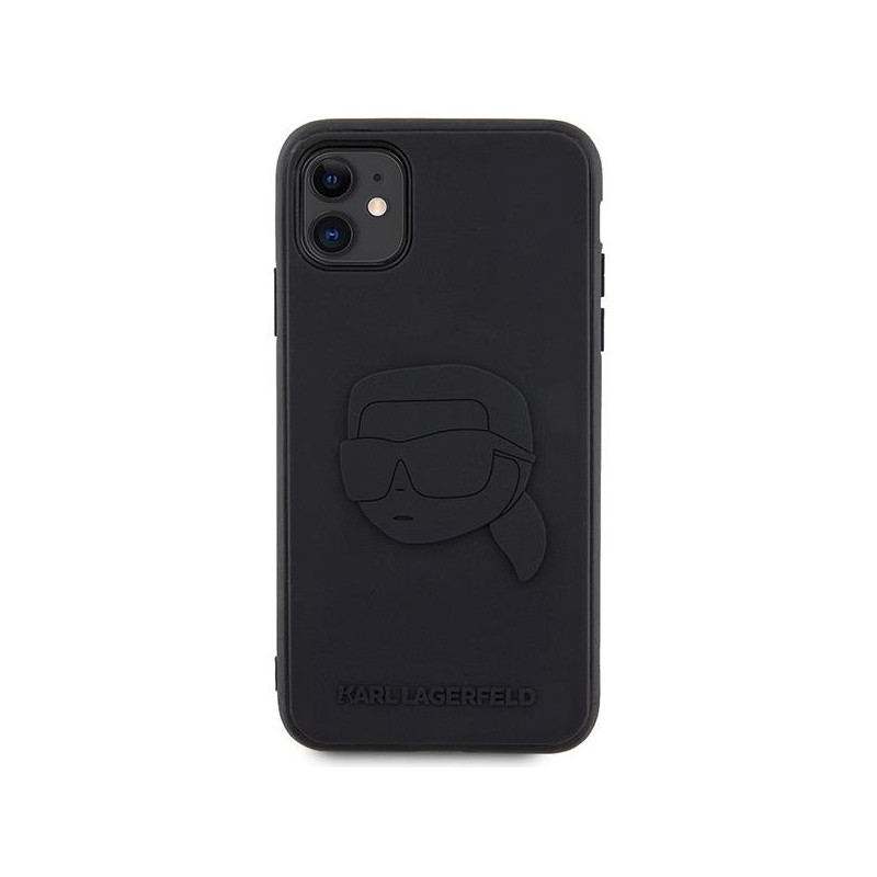 Karl Lagerfeld Rubber Karl Head 3D dėklas, skirtas iPhone 11 / Xr - juodas