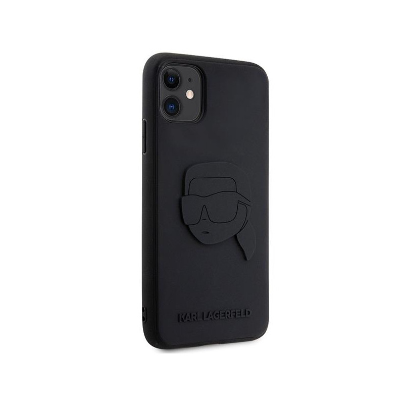 Karl Lagerfeld Rubber Karl Head 3D dėklas, skirtas iPhone 11 / Xr - juodas