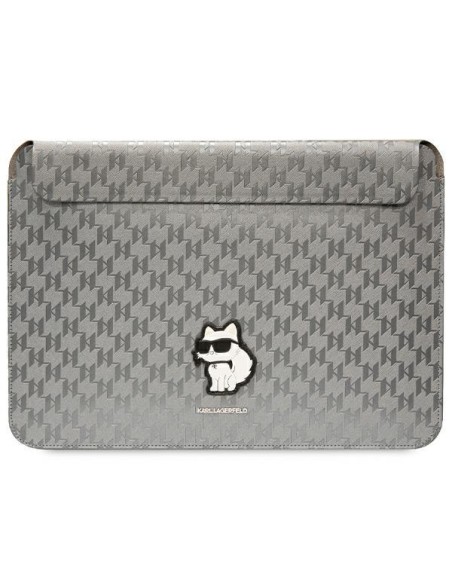 Karl Lagerfeld Saffiano Monogram Choupette dėklas 14" nešiojamam kompiuteriui – sidabrinis Karl Lagerfeld Saffiano Monogram Choupette dėklas 14" nešiojamam kompiuteriui – sidabrinis