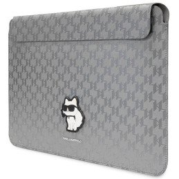 Karl Lagerfeld Saffiano Monogram Choupette dėklas 14" nešiojamam kompiuteriui – sidabrinis