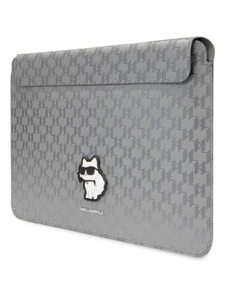 Karl Lagerfeld Saffiano Monogram Choupette dėklas 14" nešiojamam kompiuteriui – sidabrinis Karl Lagerfeld Saffiano Monogram Choupette dėklas 14" nešiojamam kompiuteriui – sidabrinis