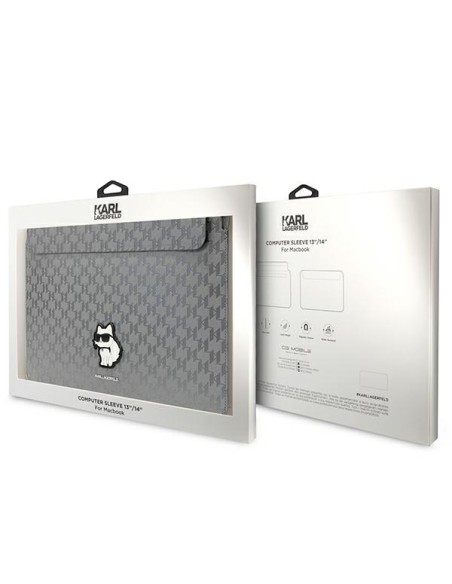 Karl Lagerfeld Saffiano Monogram Choupette dėklas 14" nešiojamam kompiuteriui – sidabrinis Karl Lagerfeld Saffiano Monogram Choupette dėklas 14" nešiojamam kompiuteriui – sidabrinis