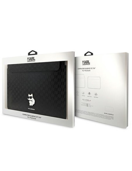 Karl Lagerfeld Saffiano Monogram Choupette dėklas 14" nešiojamam kompiuteriui - juodas