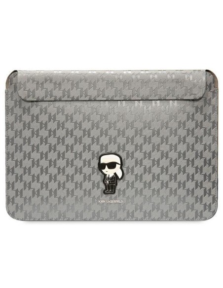 Karl Lagerfeld Saffiano Monogram Ikonik dėklas 14" nešiojamam kompiuteriui – sidabrinis Karl Lagerfeld Saffiano Monogram Ikonik dėklas 14" nešiojamam kompiuteriui – sidabrinis