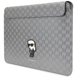 Karl Lagerfeld Saffiano Monogram Ikonik dėklas 14" nešiojamam kompiuteriui – sidabrinis