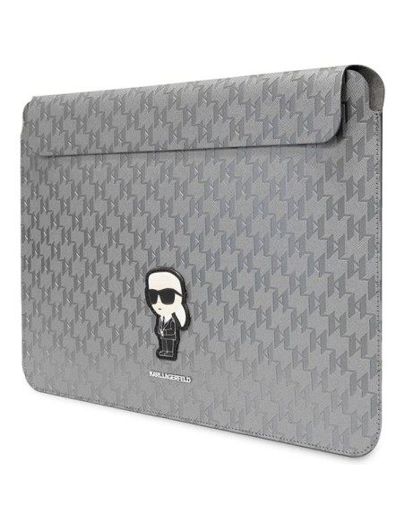 Karl Lagerfeld Saffiano Monogram Ikonik dėklas 14" nešiojamam kompiuteriui – sidabrinis Karl Lagerfeld Saffiano Monogram Ikonik dėklas 14" nešiojamam kompiuteriui – sidabrinis