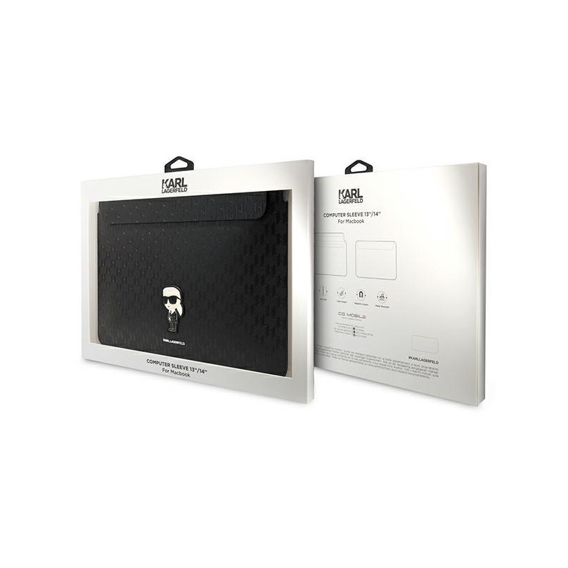 Karl Lagerfeld Saffiano Monogram Ikonik dėklas 14" nešiojamam kompiuteriui - juodas