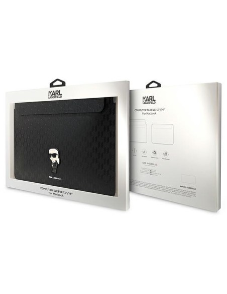 Karl Lagerfeld Saffiano Monogram Ikonik dėklas 14" nešiojamam kompiuteriui - juodas Karl Lagerfeld Saffiano Monogram Ikonik dėklas 14" nešiojamam kompiuteriui - juodas