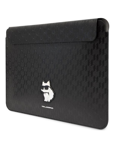 Karl Lagerfeld Saffiano Monogram Choupette dėklas 16" nešiojamam kompiuteriui - juodas Karl Lagerfeld Saffiano Monogram Choupette dėklas 16" nešiojamam kompiuteriui - juodas