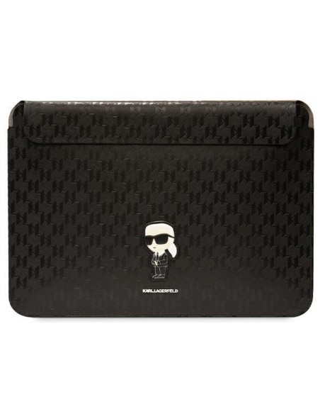 Karl Lagerfeld Saffiano Monogram Ikonik dėklas 16" nešiojamam kompiuteriui - juodas Karl Lagerfeld Saffiano Monogram Ikonik dėklas 16" nešiojamam kompiuteriui - juodas